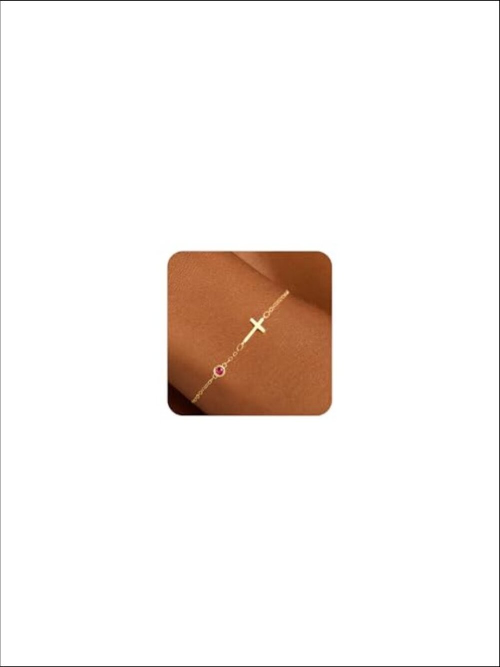 14K Gold Plated Cross Bracelet Adjustable Dainty Women's